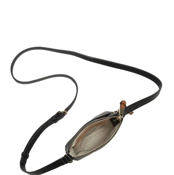 Vince Camuto Corin Phone Case & Crossbody Black Leather with Brown Tassle Pulls - Picture 3 of 11